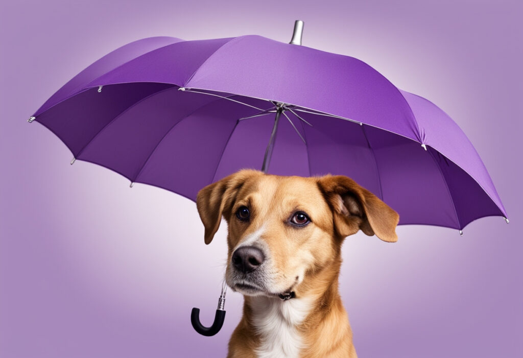 dog with an umbrella
