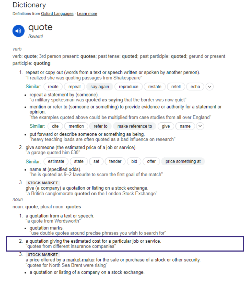 Pet-insurance-quote-google-definition-of-quote