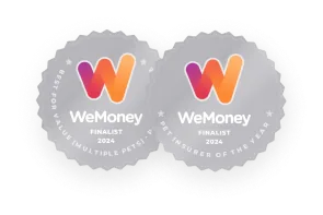 WeMoney 2024 finalist badges: Best for Value (Multiple Pets) and Pet Insurer of the Year
